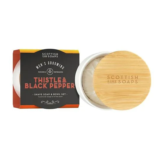 Scottish Fine Soaps Thistle & Black Pepper Shave Soap & Bowl Set