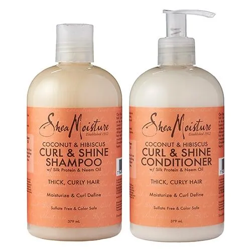 Shea Moisture Coconut & Hibiscus Curl & Shine Shampoo & Conditioner Duo