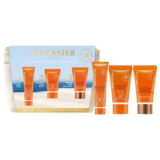 Lancaster Sun Beauty Gift Set 50ml Sun Beauty Body Milk SPF 30 + 50ml Aftersun Golden Maximiser + 30ml Sun Beauty Face Cream SPF 30