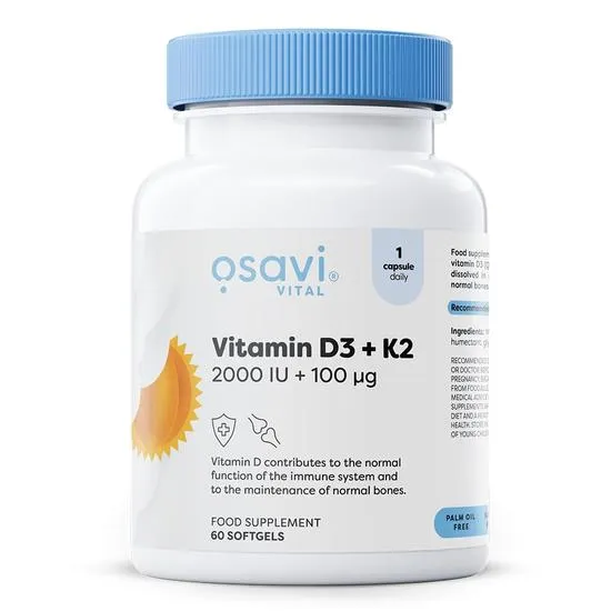 Osavi Vitamin D3 + K2 2000iu + 100mcg Softgels