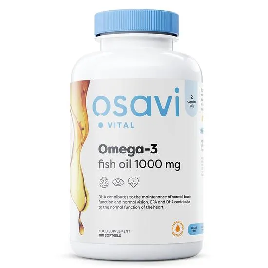 Osavi Omega-3 Fish Oil Molecularly Distilled 1000Mg Lemon Softgels 180 Softgels