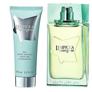 Lolita Lempicka Green Lover Gift Set 100ml Eau De Toilette + 75ml Aftershave Balm + Pouch