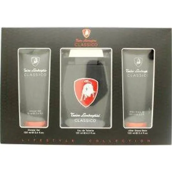 Lamborghini Classico Gift Set 125ml Eau De Toilette + 100ml Aftershave Balm + 100ml Shower Gel