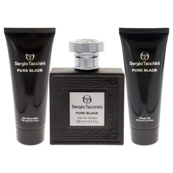 Sergio Tacchini Pure Black Gift Set 100ml Eau De Toilette + 100ml Shower Gel + 100ml Aftershave Balm