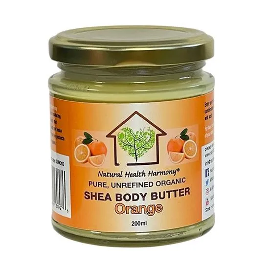 Natural Health Harmony Pure Unrefined Organic Shea Body Butter With Orange