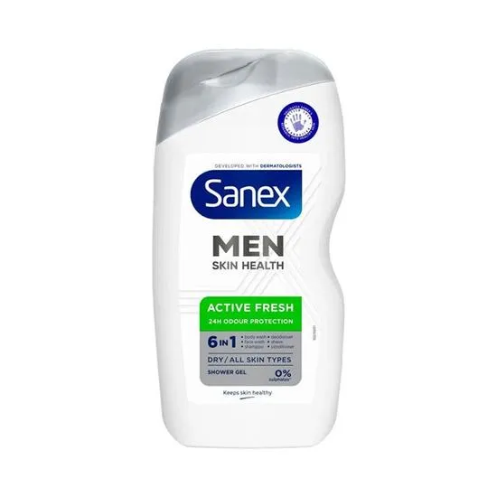 Sanex Men Skin Health Active Fresh 6 In 1 Shower Gel