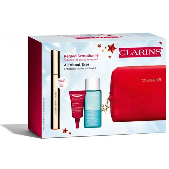 Clarins All About Eyes Gift Set 8ml Supra Volume Mascara + 30ml Instant Eye Make-Up Remover + 3ml Total Eye Lift