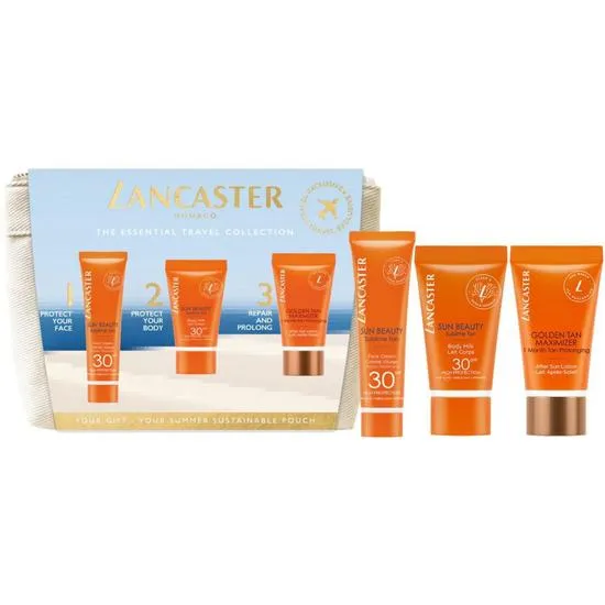 Lancaster Sun Beauty Gift Set 50ml Sun Beauty Body Milk SPF 30 + 50ml Aftersun Golden Maximiser + 30ml Sun Beauty Face Cream SPF 30