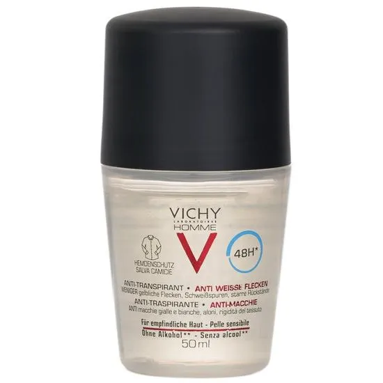 Vichy Homme 48h* Anti Perspirant & Anti-Stains Shirt Protection Roll-On For Sensitive Skin