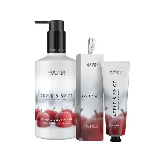 Scottish Fine Soaps Duo Apple & Spice Hand & Body Wash 300ml & Apple & Spice Hand Cream 75ml