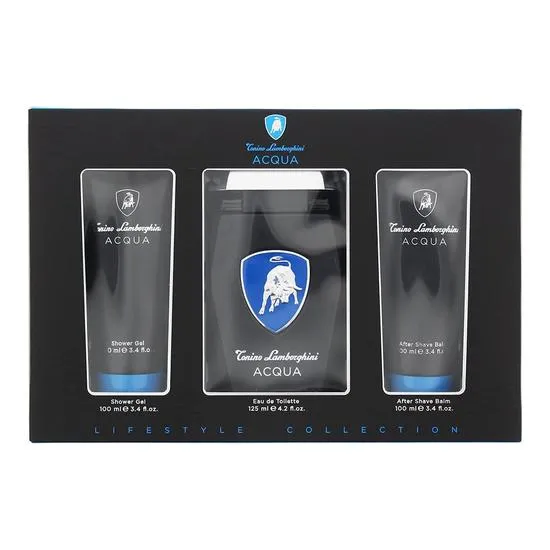 Lamborghini Acqua Gift Set 125ml Eau De Toilette + 100ml Shower Gel + 100ml Aftershave Balm