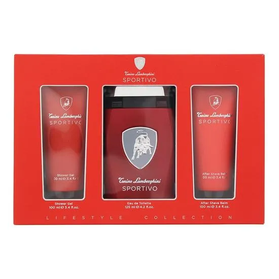Lamborghini Sportivo Gift Set 125ml Eau De Toilette + 100ml Shower Gel + 100ml Aftershave Balm