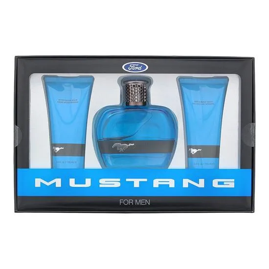 Mustang Blue Gift Set 100ml Eau De Toilette + 100ml Aftershave Balm + 100ml Hair & Body Wash
