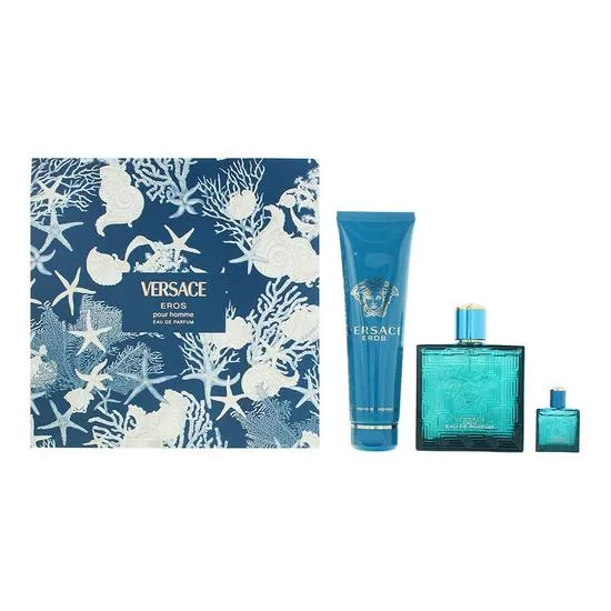 Versace Eros Gift Set 100ml Eau De Parfum + 5ml Eau De Parfum + 150ml Bath & Shower Gel