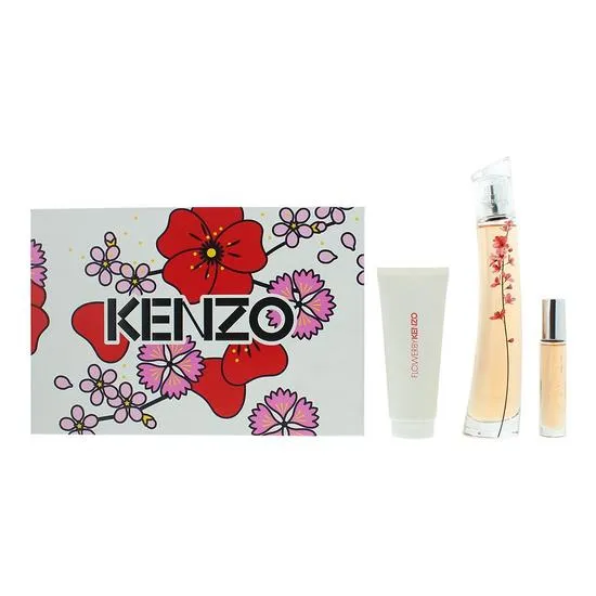 Flower By Kenzo Ikebana Sakura Eau De Parfum 75ml, 10ml + Body Milk 75ml Gift Set