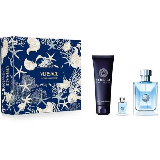 Versace Pour Homme Gift Set 100ml Eau De Toilette + 150ml Bath & Shower Gel + 5ml Eau De Toilette