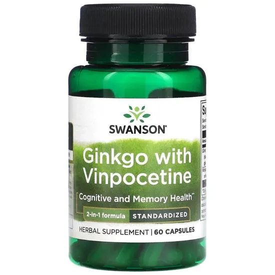 Swanson Ginkgo With Vinpocetine Standardised Capsules