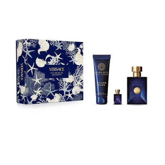 Versace Pour Homme Dylan Blue Gift Set 100ml Eau De Toilette + 150ml Shower Gel + 5ml Eau De Toilette