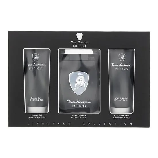 Lamborghini Mitico Gift Set 125ml Eau De Toilette + 100ml Shower Gel + 100ml Aftershave Balm