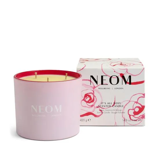 Neom Organics Wellbeing It's All Rosy 3 Wick Candle
