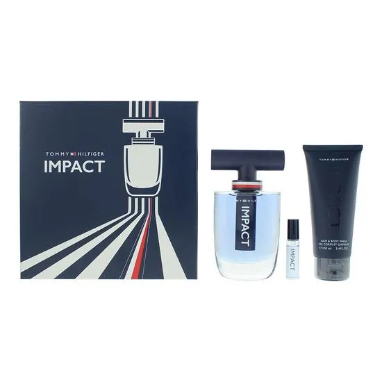 Tommy Hilfiger Impact Eau De Toilette 100ml, 4ml + Body Wash 100ml Gift Set