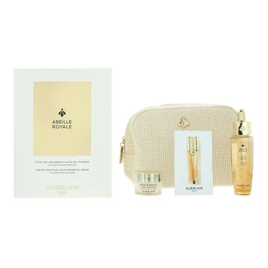 GUERLAIN Gift Set: Day Cream 7ml Oil In Water Serum 30ml Renew & Repair Serum Case