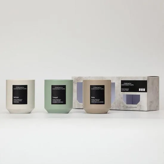 French Connection Stone Collection Trio Of Candles Gift Set