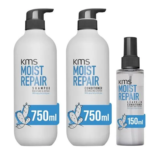 KMS Moist Repair Shampoo, Conditioner & Leave-In Conditioner Pack