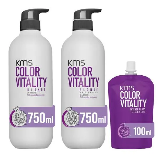 KMS Colour Vitality Blonde Shampoo, Conditioner & Intense Gloss Treatment