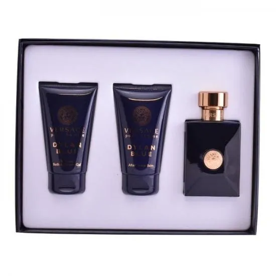 Versace Pour Homme Dylan Blue Gift Set 50ml Eau De Toilette + 50ml Aftershave Balm + 50ml Perfumed Bath & Shower Gel