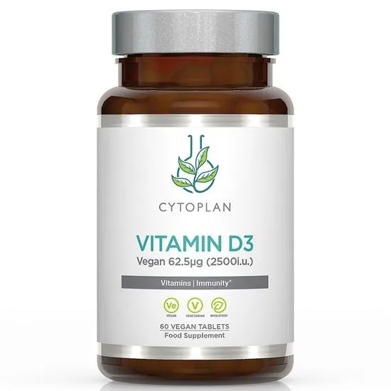 Cytoplan Vegan Vitamin D3 62.5ug 2500iu Wholefood Tablets
