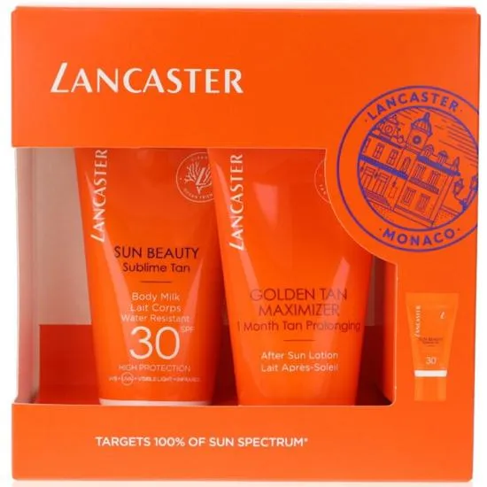 Lancaster Sun Beauty Gift Set 50ml Sun Beauty Body Milk SPF 30 + 50ml Aftersun Golden Maximiser + 3ml Sun Beauty Face Cream SPF 30