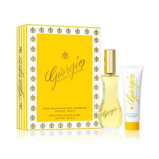 Giorgio Beverly Hills Yellow Eau De Parfum 90ml + Body Lotion 50ml Gift Set Her