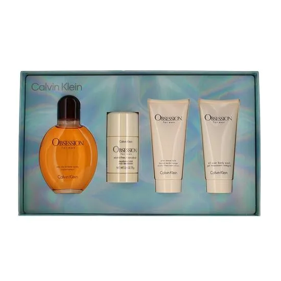 Calvin Klein Obsession Gift Set 125ml Eau De Toilette + 100ml Aftershave Balm + 100ml Shower Gel + 75g Deodorant Stick