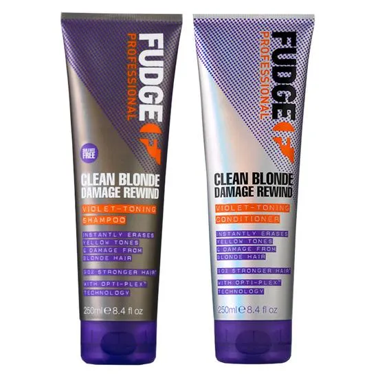 Fudge Professional Clean Blonde Damage Rewind Purple Violet Toning & Repair Shampoo & Conditioner Duo