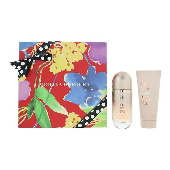 Carolina Herrera 212 Vip Rose Eau De Parfum 80ml + Body Lotion 100ml Gift Set For Her