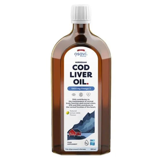 Osavi Norwegian Cod Liver Oil 1000Mg Omega 3 Lemon-Mint 500Ml