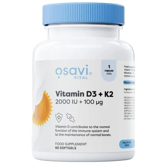 Osavi Vitamin D3 + K2 2000iu + 100mcg Softgels