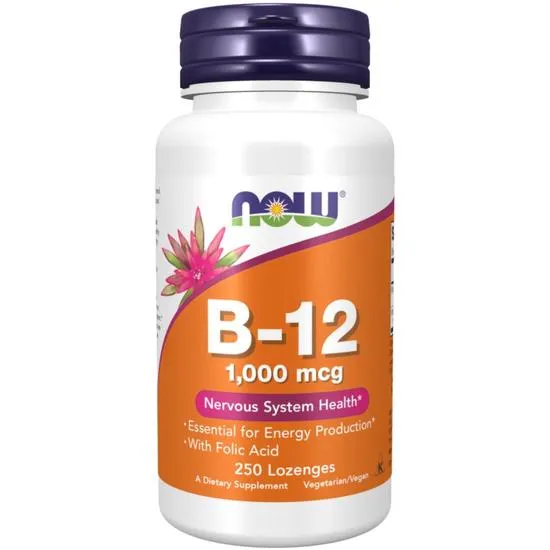 NOW Foods Vitamin B-12 With Folic Acid 1000mcg Lozenges