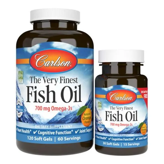 Carlson Labs The Very Finest Fish Oil 700mg Omega-3 Natural Orange Softgels