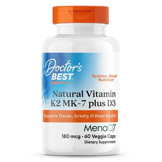 Doctor's Best Natural Vitamin K2 MK7 With MenaQ7 Plus D3 180mcg