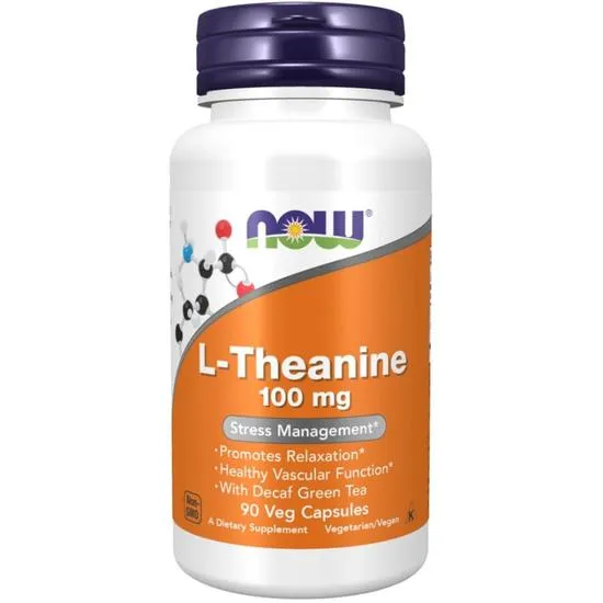 NOW Foods L-Theanine With Decaf Green Tea 100mg Capsules
