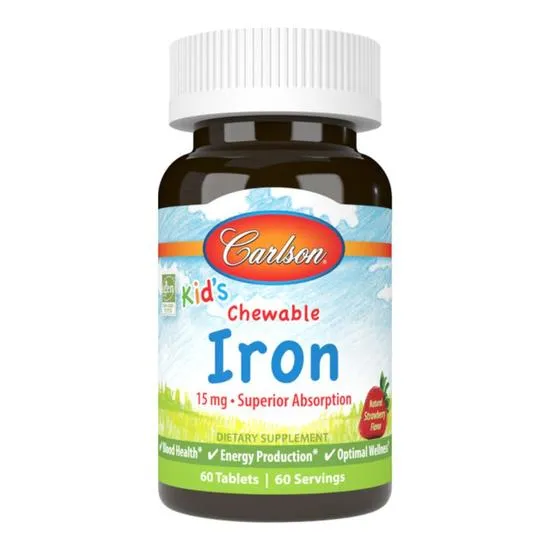 Carlson Labs Kid's Chewable Iron 15mg Strawberry Tablets