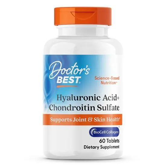 Doctor's Best Hyaluronic Acid + Chondroitin Sulphate With Biocell Collagen 60 Tablets