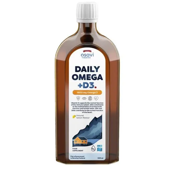 Osavi Daily Omega + D3 1600mg Omega 3 Natural Lemon