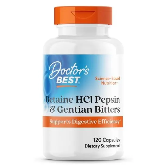 Doctor's Best Betaine HCl Pepsin & Gentian Bitters Caps