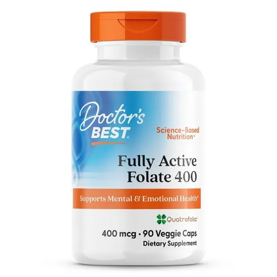 Doctor's Best Fully Active Folate 400 With Quatrefolic 400mcg Vegicaps