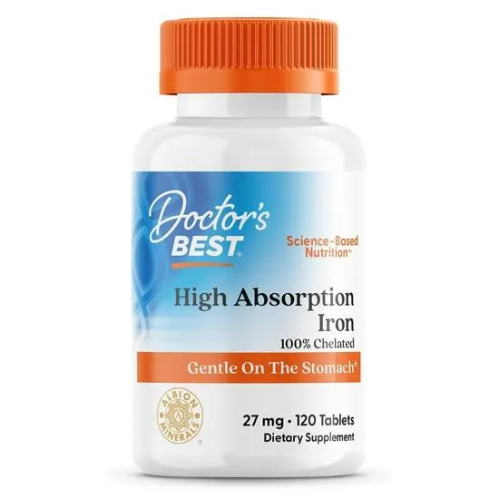 Doctor's Best High Absorption Iron 27mg Tablets