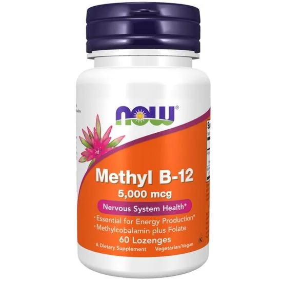 NOW Foods Methyl B-12 With Folic Acid 5000mcg Lozenges