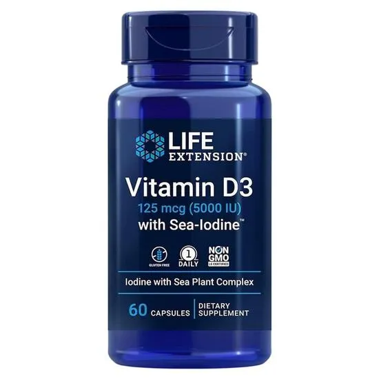 Life Extension Vitamin D3 With Sea-Iodine 5000iu Capsules